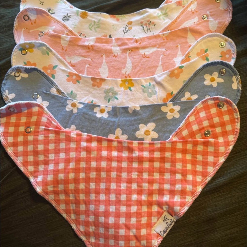 Charming Floral and Checkered Baby Bib Set